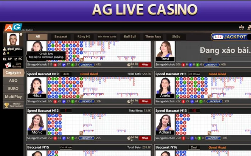 Game Baccarat trong sảnh AG Live Casino